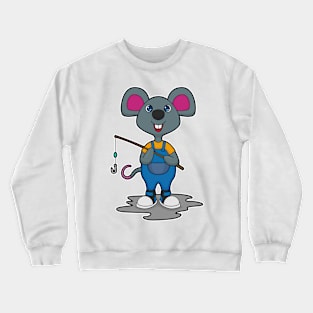 Mouse as Fisher with Fishing rod Crewneck Sweatshirt